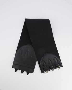 Alaia Black Leather Corset Belt with Silver Buckles 65cm