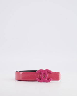 Chanel Pink Patent Leather Belt with Pink CC Logo Buckle 75cm