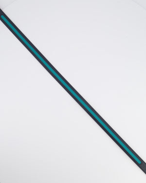 Hermès Au Carré Reversible Belt in Green and Navy with Gold Interior and Palladium H Buckle 80cm