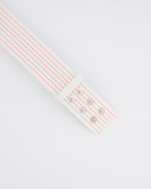 Chanel White and Pink Striped Canvas and Leather Belt Size FR 34 (UK 6)