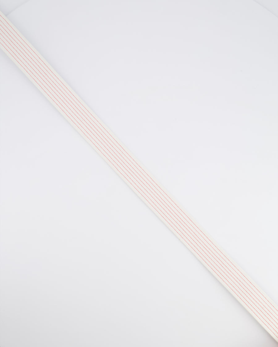 Chanel White and Pink Striped Canvas and Leather Belt Size FR 34 (UK 6)