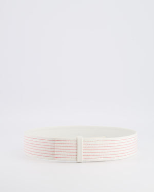 Chanel White and Pink Striped Canvas and Leather Belt Size FR 34 (UK 6)