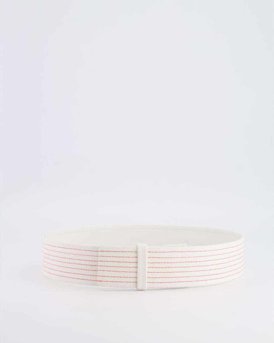 Chanel White and Pink Striped Canvas and Leather Belt Size FR 34 (UK 6)