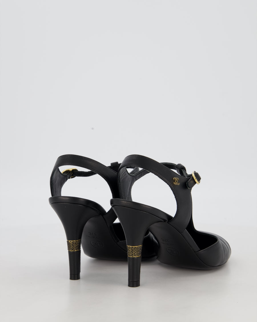 Chanel Black Patent Toe Mary-Jane Heels with CC Logo Detail Size EU 37 C