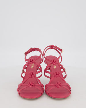 Chanel Pink Caged Camellia Sandal with CC Logo Detail Size EU 37.5C