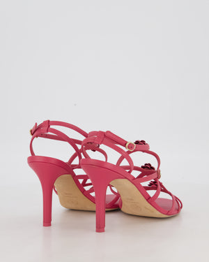 Chanel Pink Caged Camellia Sandal with CC Logo Detail Size EU 37.5C