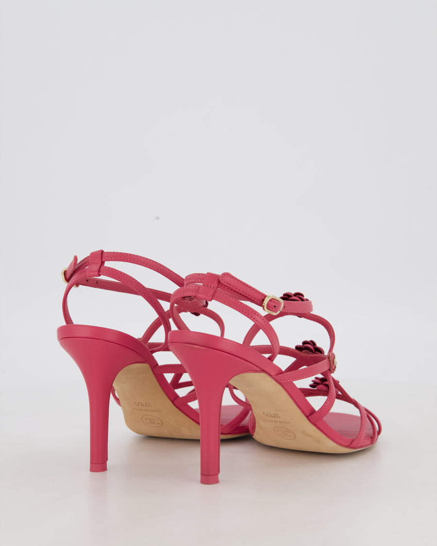 Chanel Pink Caged Camellia Sandal with CC Logo Detail Size EU 37.5C