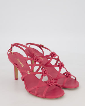 Chanel Pink Caged Camellia Sandal with CC Logo Detail Size EU 37.5C