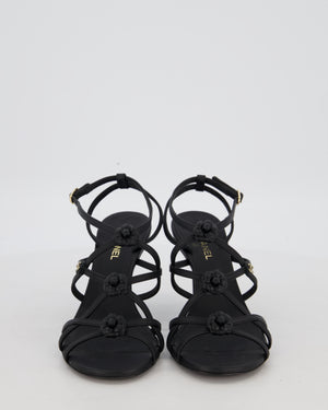 Chanel Black Caged Camellia CC Heels Size EU 37.5C