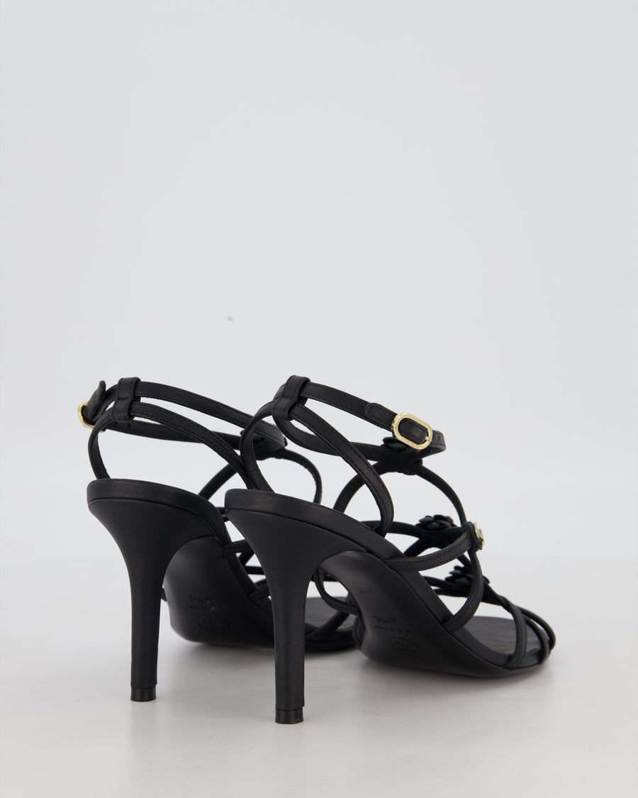 Chanel Black Caged Camellia CC Heels Size EU 37.5C