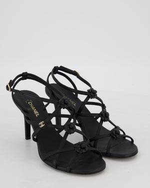 Chanel Black Caged Camellia CC Heels Size EU 37.5C