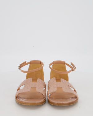 Hermès Santorini Sandal in Rose Porcelaine Mississippiensis Alligator and Calfskin Leather Size EU 37