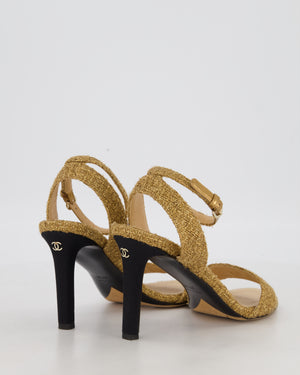Chanel Gold Tweed CC Open-Toe Heels Size EU 37.5C