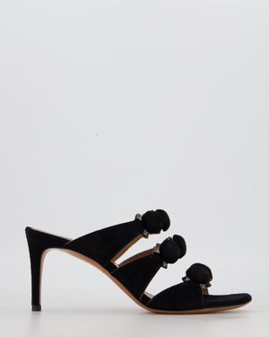 Alaïa Black Pom Pom Studded Mules Size EU 37