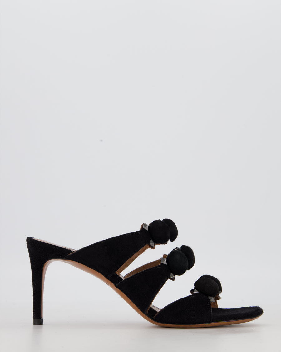 Alaïa Black Pom Pom Studded Mules Size EU 37