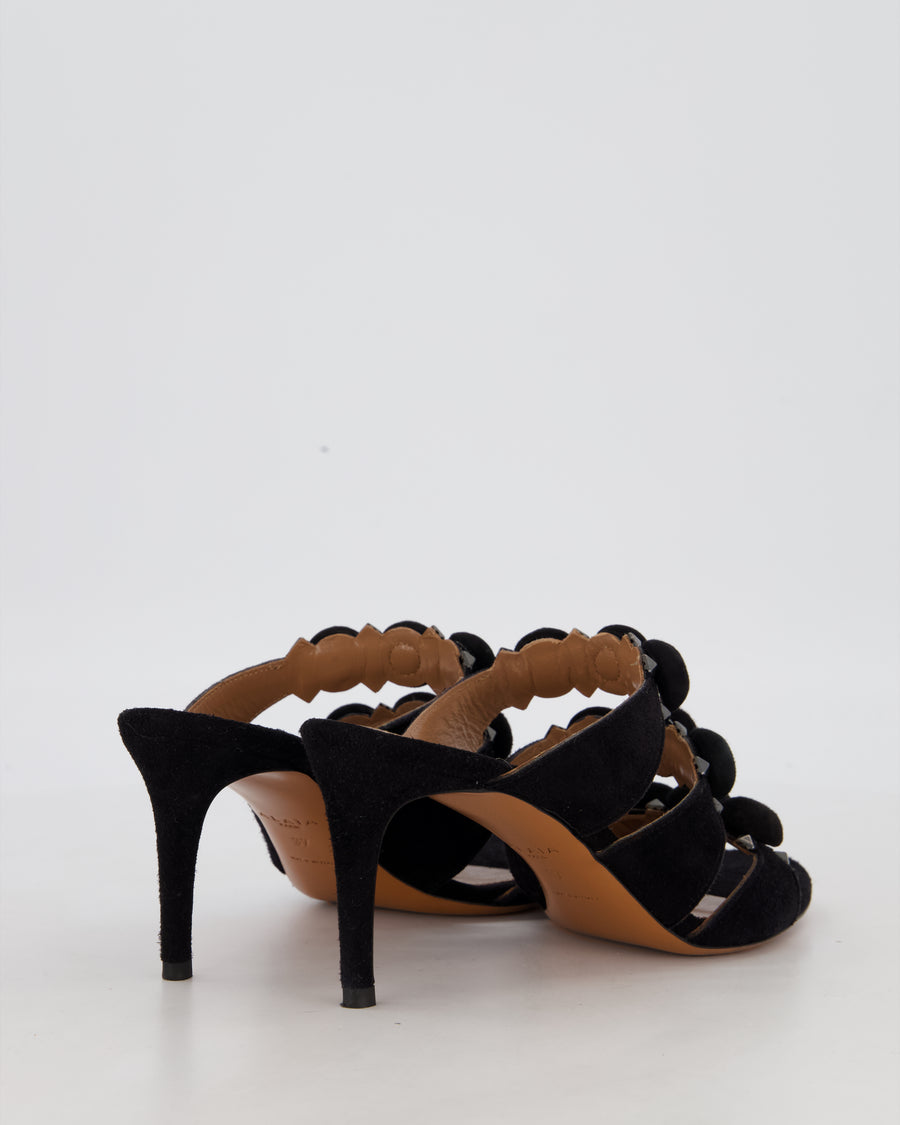 Alaïa Black Pom Pom Studded Mules Size EU 37