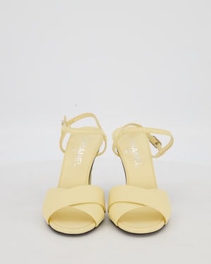 Chanel Yellow Open-Toe CC Pearl Heels Size EU 37.5
