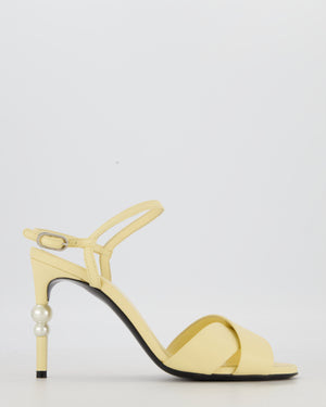 Chanel Yellow Open-Toe CC Pearl Heels Size EU 37.5