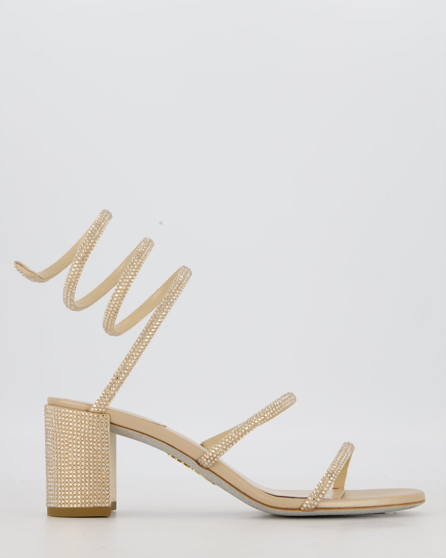 Rene Caovilla Beige Cleo Diamante Sandal Size EU 37 RRP £1,420