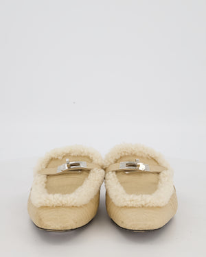 Hermès Oz Mules in Beige Mississippiensis Alligator and Shearling Leather Size EU 38