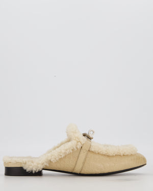 Hermès Oz Mules in Beige Mississippiensis Alligator and Shearling Leather Size EU 38