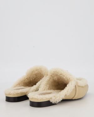 Hermès Oz Mules in Beige Mississippiensis Alligator and Shearling Leather Size EU 38