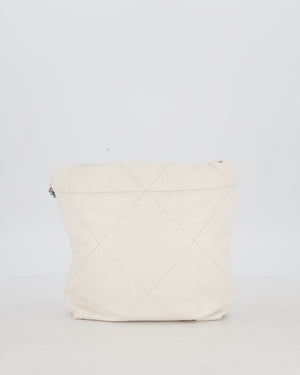 Chanel Mini 22 Bag in White Shiny Aged Calfskin Leather with Rainbow Hardware