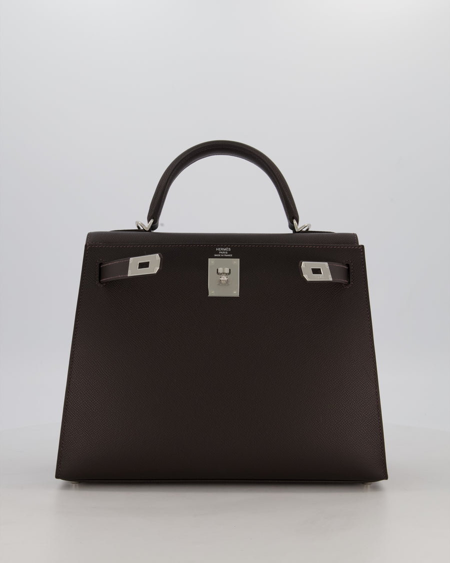 *RARE* Hermès Kelly 28 Sellier Bag in Bai Brun Epsom Leather with Palladium Hardware