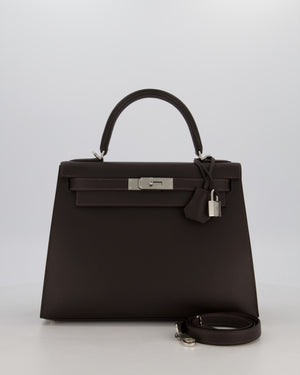 *RARE* Hermès Kelly 28 Sellier Bag in Bai Brun Epsom Leather with Palladium Hardware