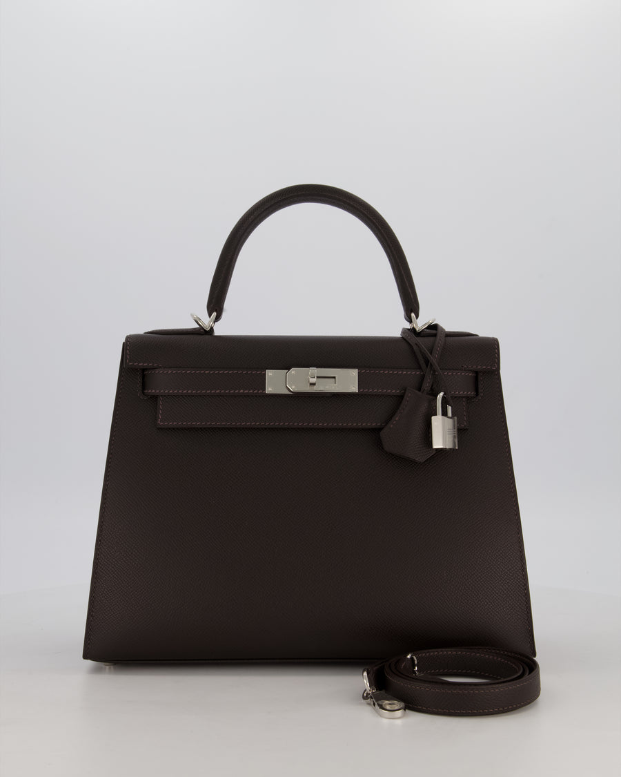*RARE* Hermès Kelly 28 Sellier Bag in Bai Brun Epsom Leather with Palladium Hardware