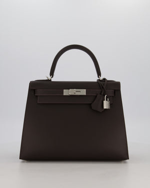 *RARE* Hermès Kelly 28 Sellier Bag in Bai Brun Epsom Leather with Palladium Hardware