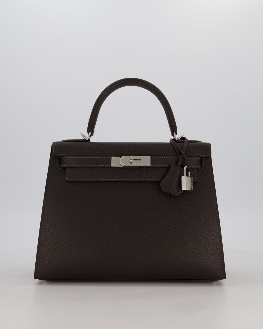 *RARE* Hermès Kelly 28 Sellier Bag in Bai Brun Epsom Leather with Palladium Hardware