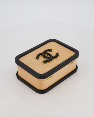 *VERY RARE* Chanel Brown Wooden Vanity Case Bag with Black CC Leather Chain Logo