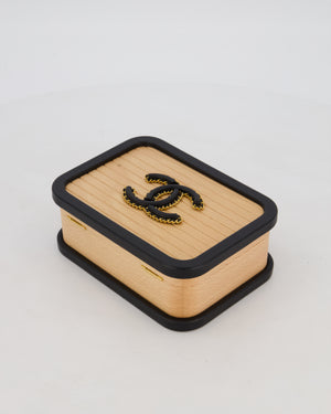 *VERY RARE* Chanel Brown Wooden Vanity Case Bag with Black CC Leather Chain Logo