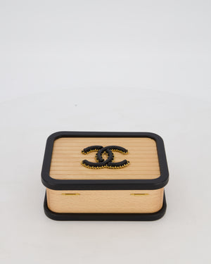 *VERY RARE* Chanel Brown Wooden Vanity Case Bag with Black CC Leather Chain Logo