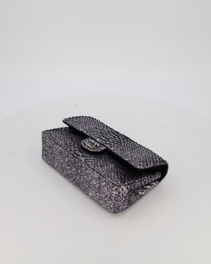 *RARE* Chanel Medium Double Flap Bag in Metallic Silver Python Leather with Gunmetal Hardware