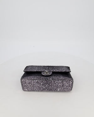 *RARE* Chanel Medium Double Flap Bag in Metallic Silver Python Leather with Gunmetal Hardware