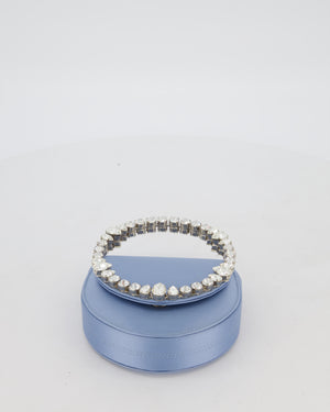 L'alingi Mini Lily in Light Blue Satin Clutch Bag with Crystal-Encrusted Handle