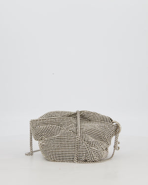 Jimmy Choo Bonny Silver Crystal Embellished Satin Shoulder Bag with Silver
