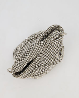 Jimmy Choo Bonny Silver Crystal Embellished Satin Shoulder Bag with Silver