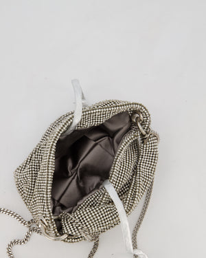 Jimmy Choo Bonny Silver Crystal Embellished Satin Shoulder Bag with Silver