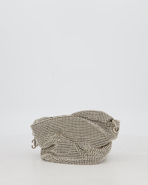 Jimmy Choo Bonny Silver Crystal Embellished Satin Shoulder Bag with Silver