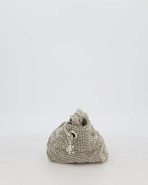Jimmy Choo Bonny Silver Crystal Embellished Satin Shoulder Bag with Silver