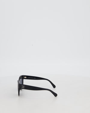 Chanel Black Rhinestone Quilted Sunglasses with Diamante CC Detail