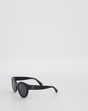 Chanel Black Rhinestone Quilted Sunglasses with Diamante CC Detail