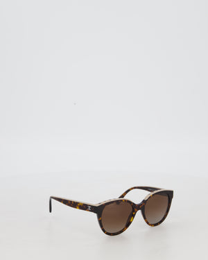 Chanel Brown Tortoiseshell Sunglasses with Logo Trim Detail