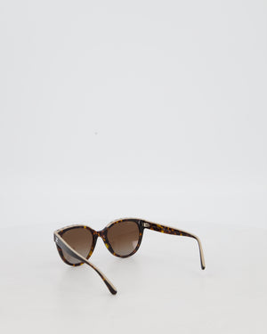 Chanel Brown Tortoiseshell Sunglasses with Logo Trim Detail