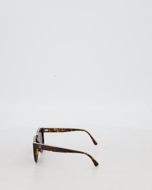 Chanel Brown Tortoiseshell Sunglasses with Logo Trim Detail