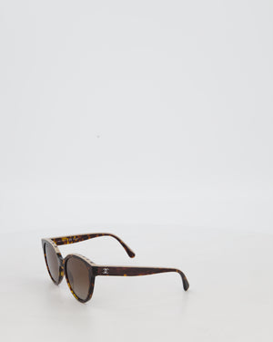 Chanel Brown Tortoiseshell Sunglasses with Logo Trim Detail