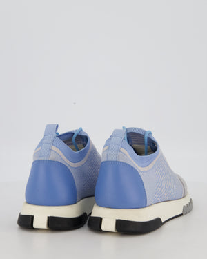 Hermès Sky Blue & White Knit Fabric Addict Trainers Size EU 39.5